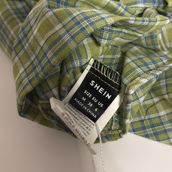 SHEIN EZWear Women’s Blue & Green Plaid Halter Top Crop Top Size Medium - Picture 6 of 6